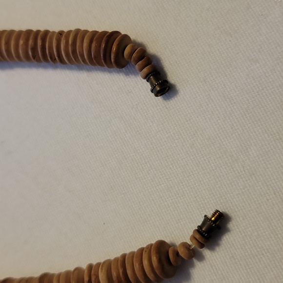 Vtg 22" Big Chunky African Wood Beads Statement Necklace Boho fall barrel clasp - Picture 6 of 7